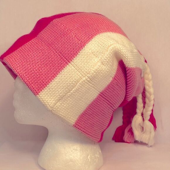 VINTAGE PINK AND WHITE SKI HAT BY TYROLA NWT